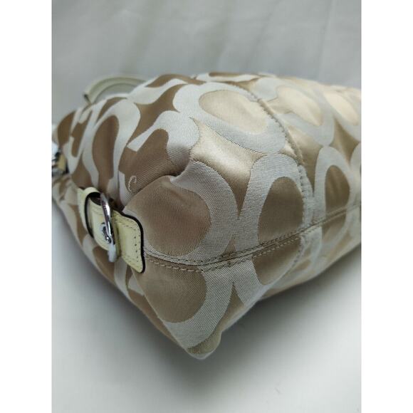 Coach Madison Beige Canvas Light Yellow Leather Trim Tote Shoulder Bag - Picture 9 of 13